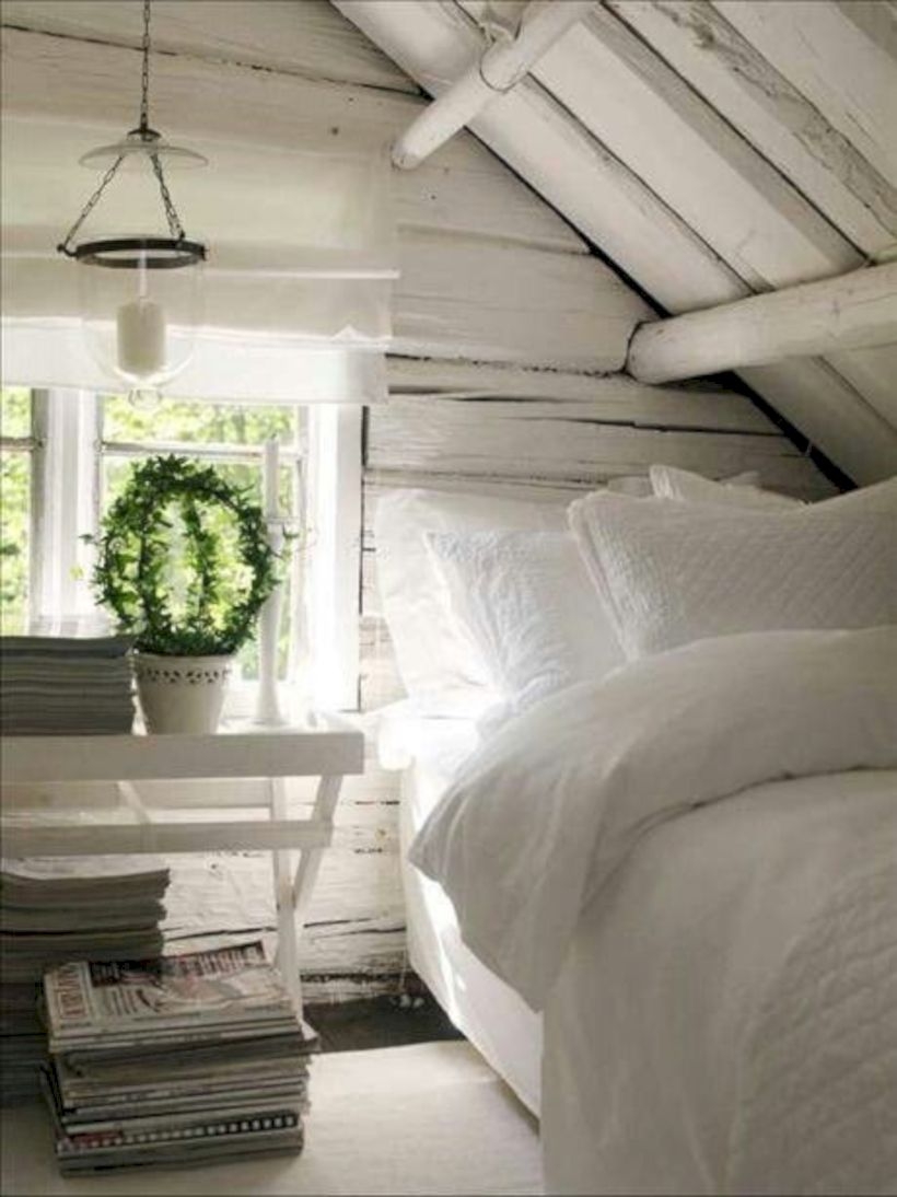 Attic bedroom shabby white