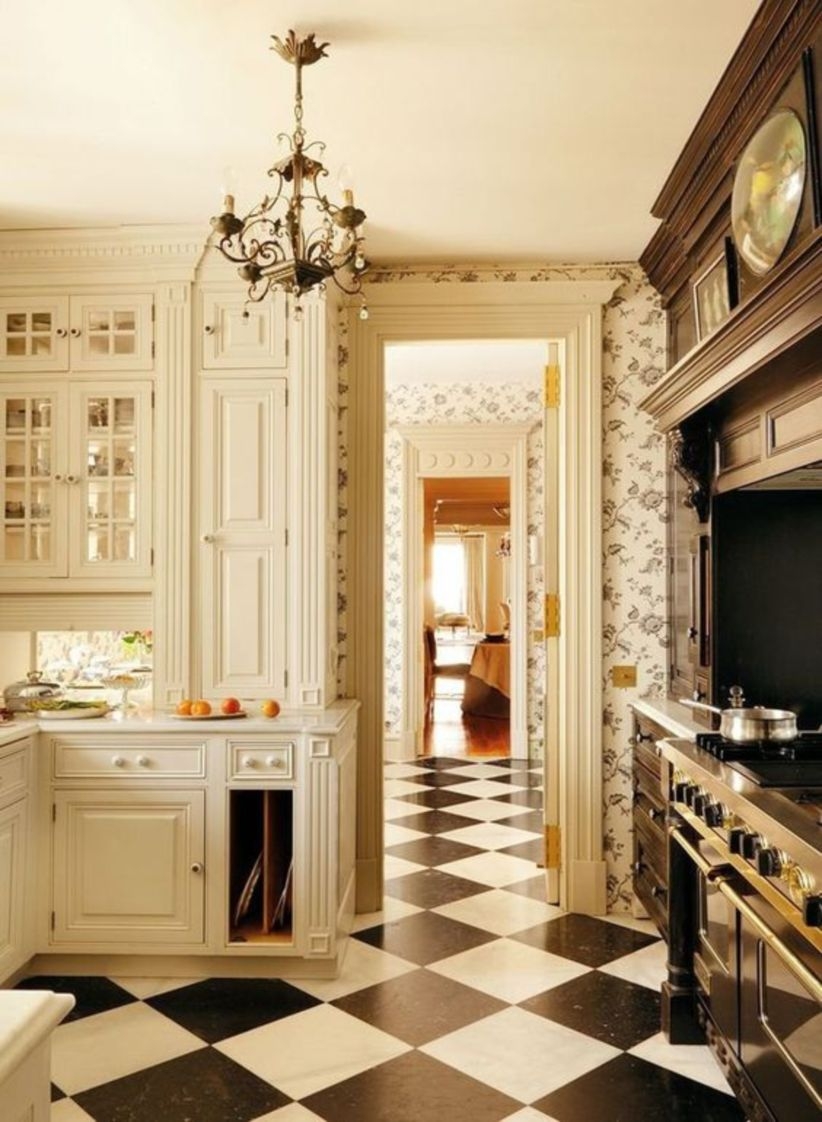 Black and white floor tile designs for kitchen