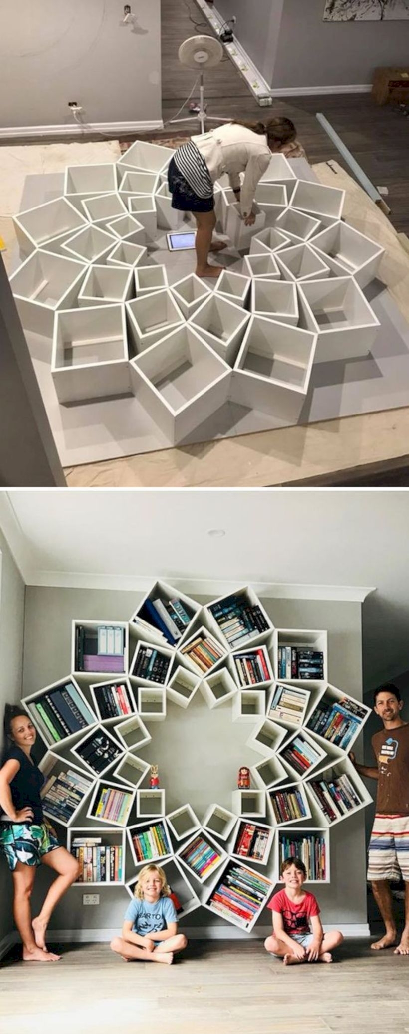 Builds diy bookshelf