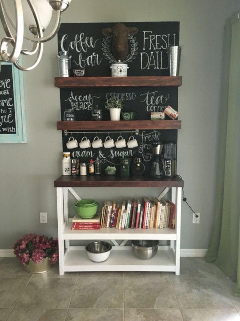 Coffee bar and cookbook nook