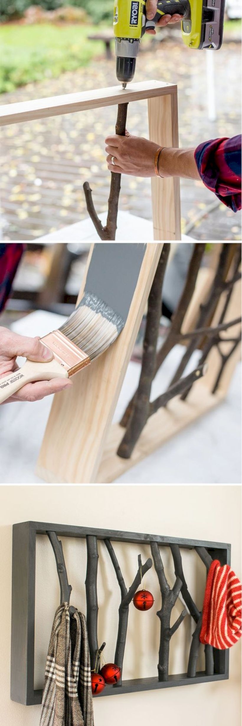 Diy branch shelf
