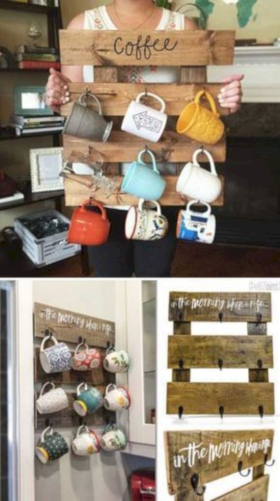 Diy pallet coffee cup holder