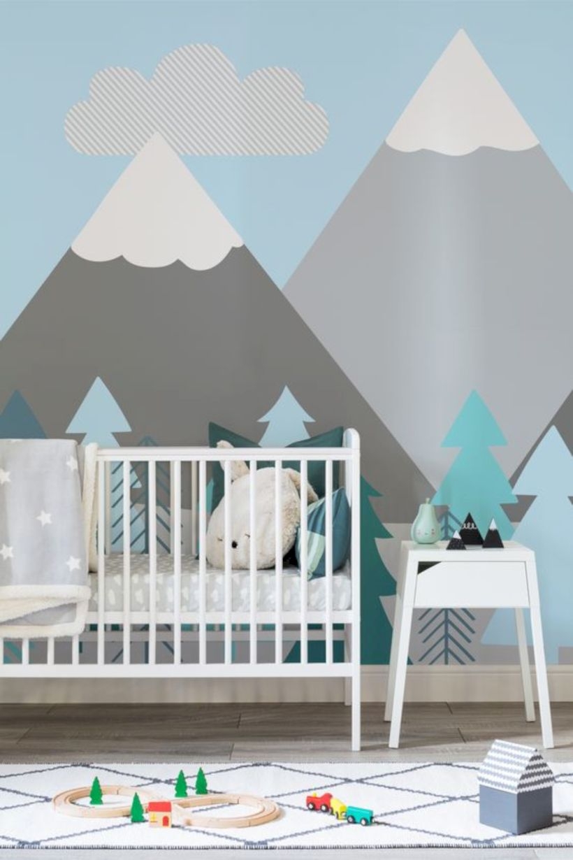 Kids mountains and trees wall mural