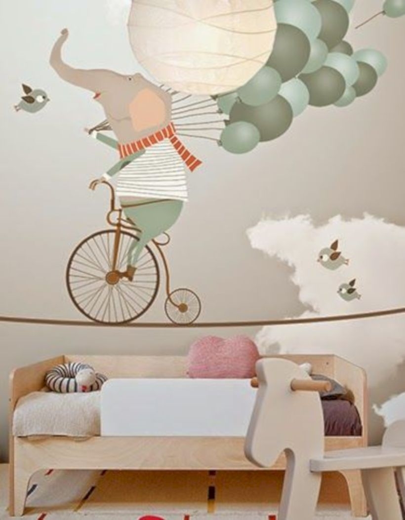 Little hands wallpaper mural - elephant riding a bicycle