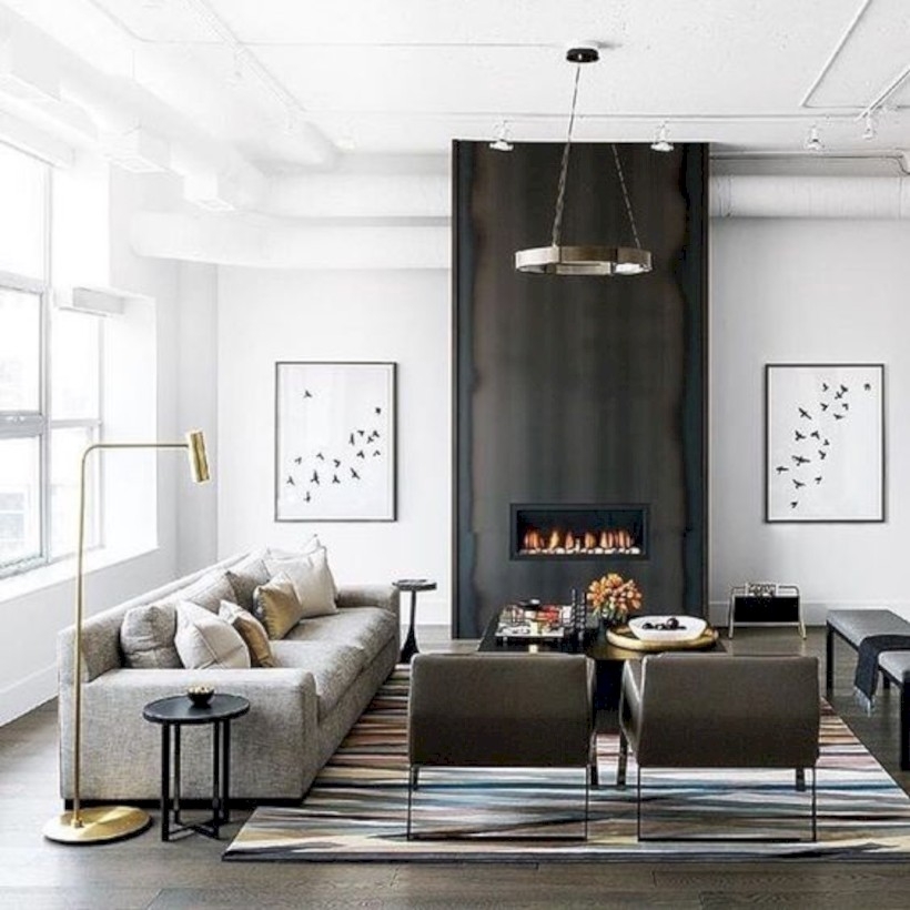 Living room with fireplace