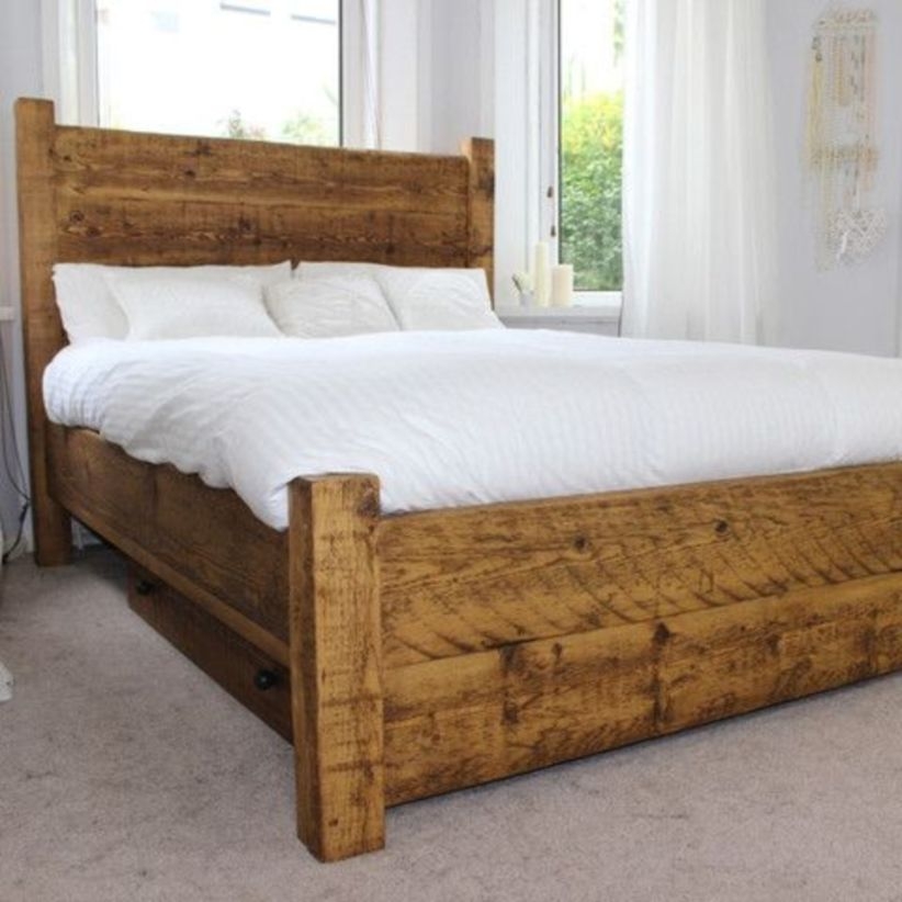 Luxury moss double & king size reclaimed wood bed