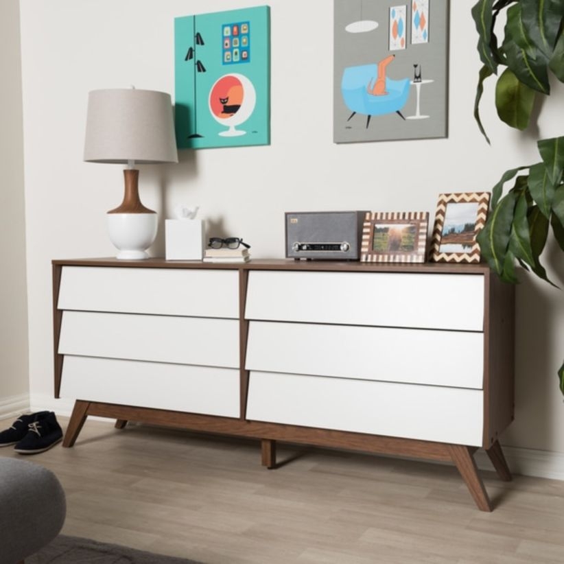 Mid-century white and dresser by baxton studio