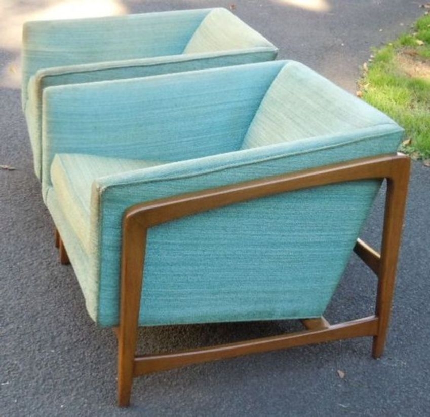 Pair of mid century modern cube lounge chairs