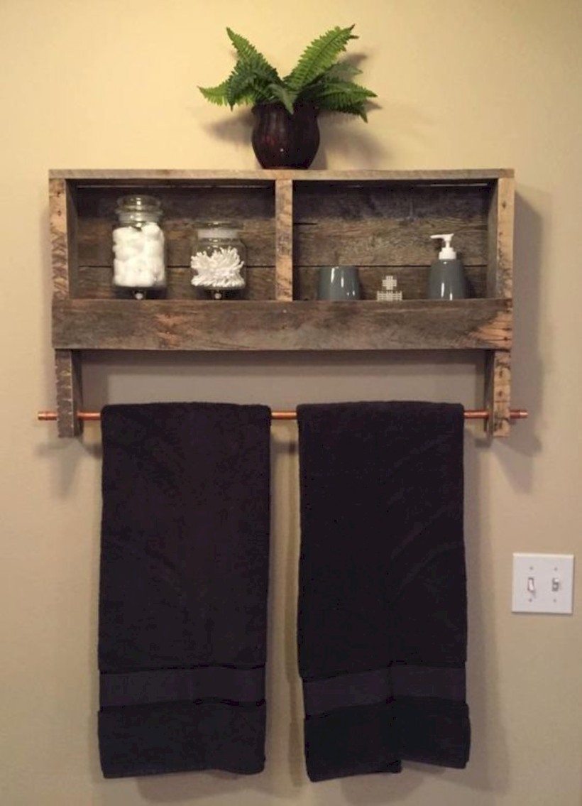 Reclaimed wood copper rod double towel rack