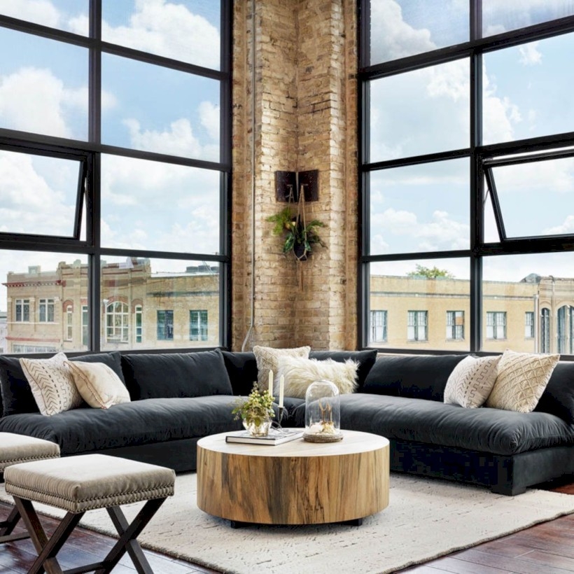 Round coffee table in living room