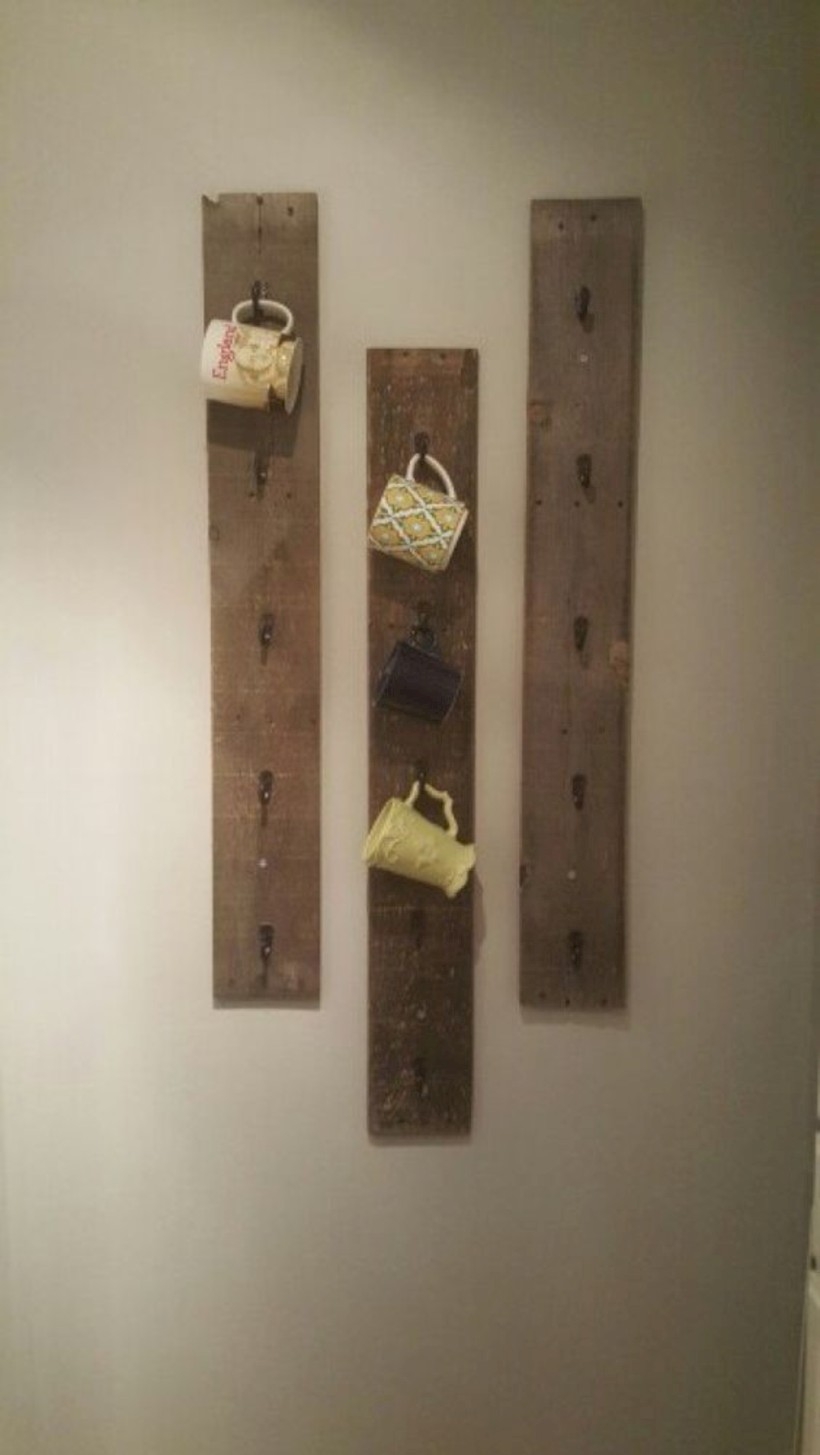 Rustic diy mug rack