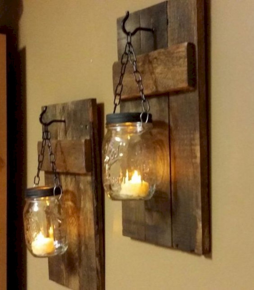 Rustic wood candle holder
