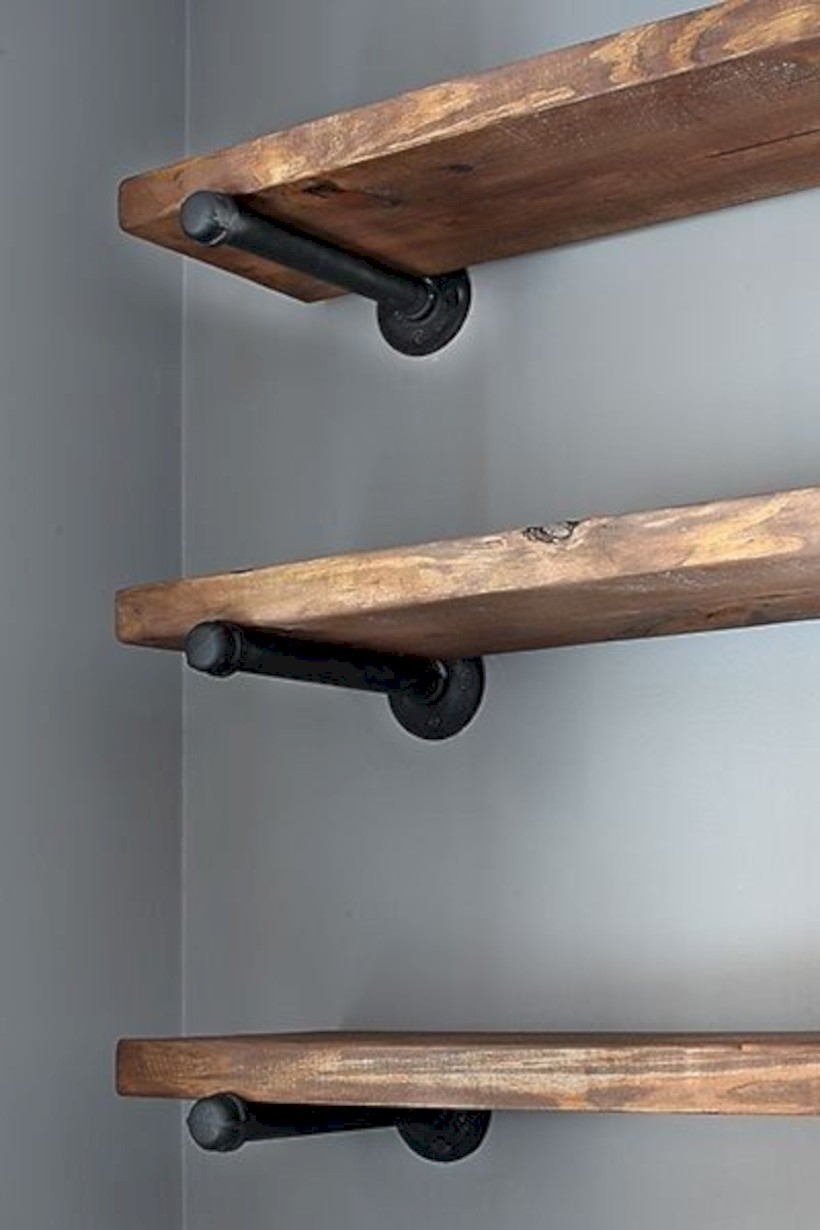 Rustic wood shelving