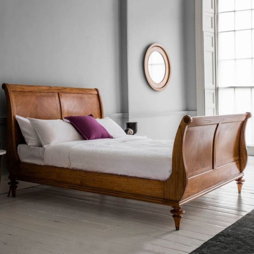 Super king wooden high end sleigh bed frame
