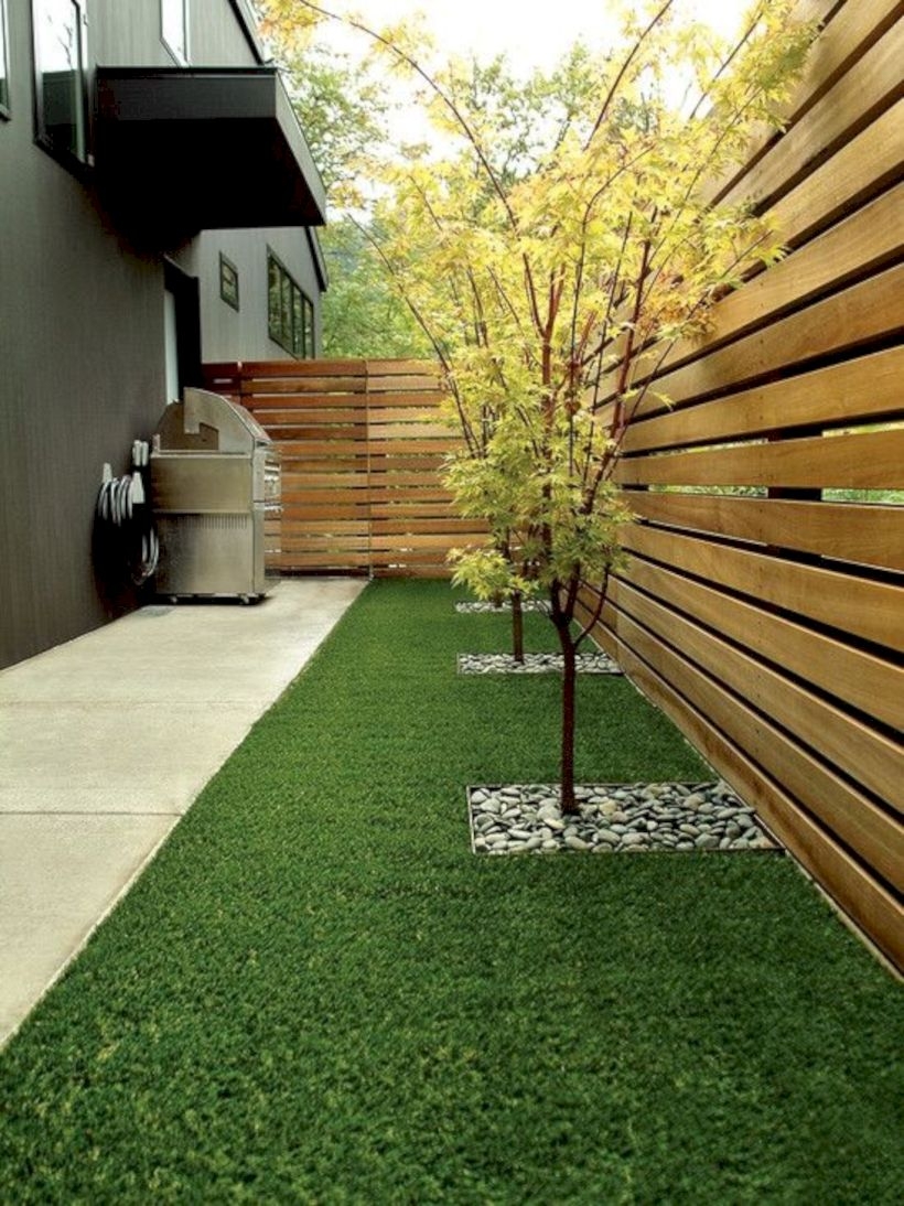 Backyard privacy garden fence wood trees