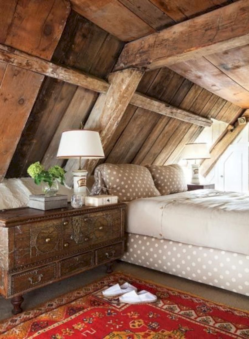 Rustic bedroom in attic