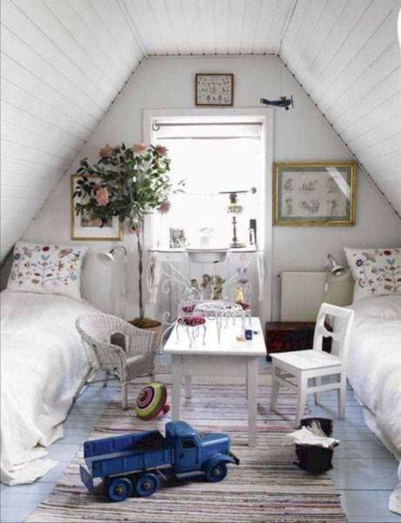 Vintage cottage attic bedroom
