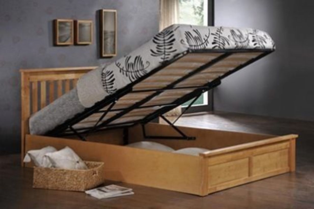 White wooden alaska ottoman storage bed with bed king size