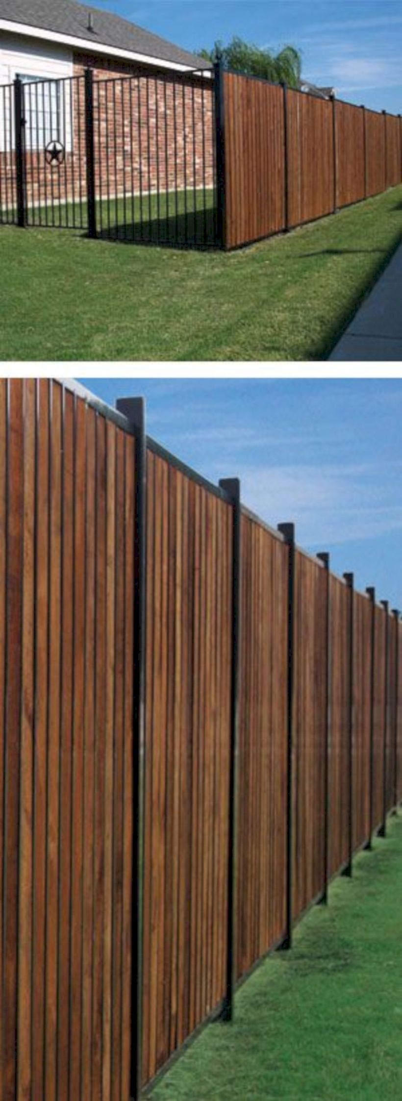 Wood fence design with iron