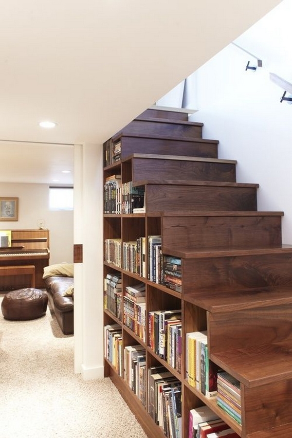1 book storage inside the stairs