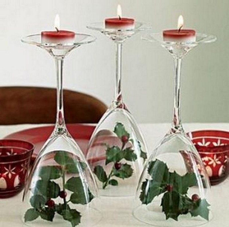 8. flower, red candle and glass