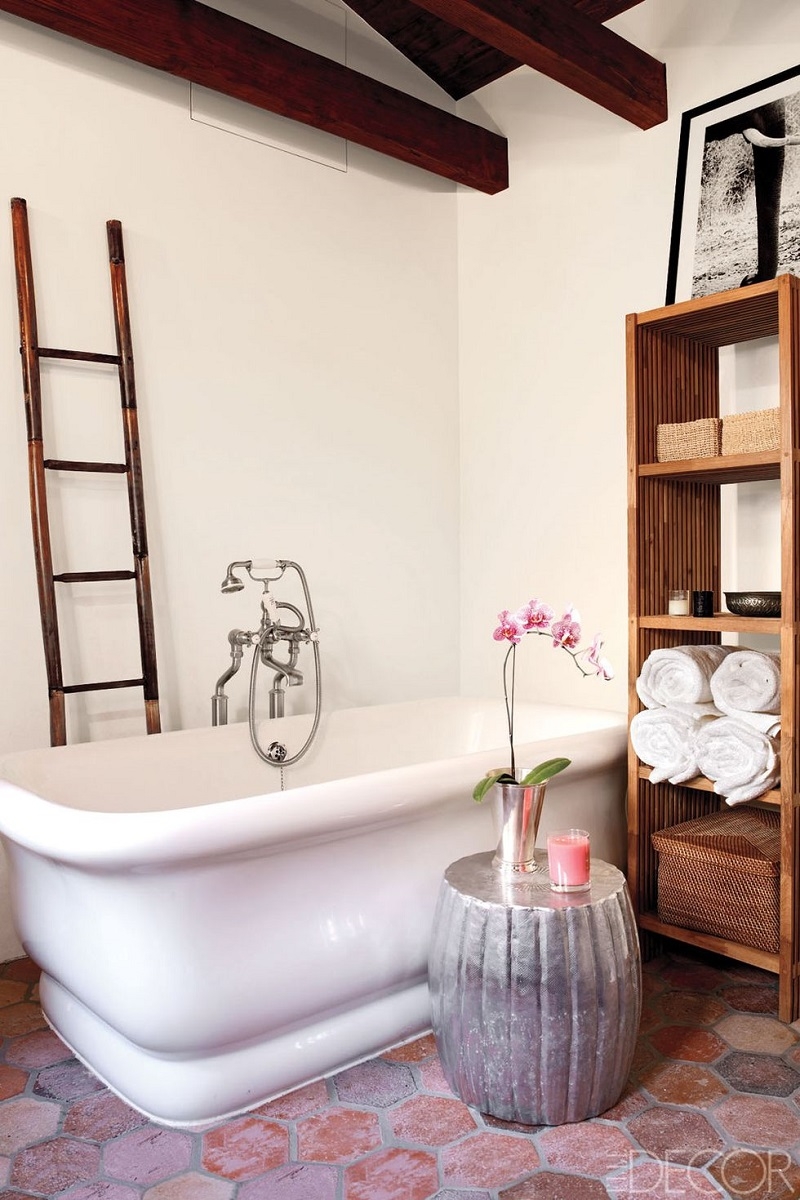 Teak bathroom storage