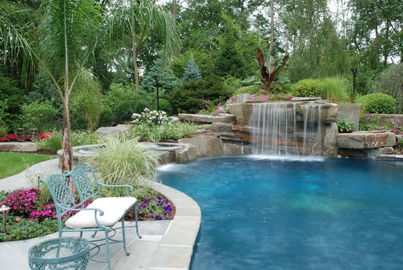 8. brick waterfall with pool