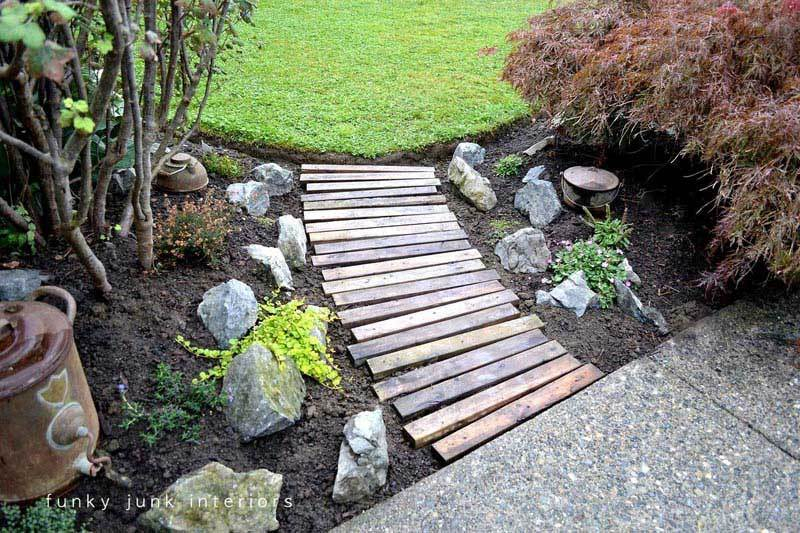 Wooden garden walkway