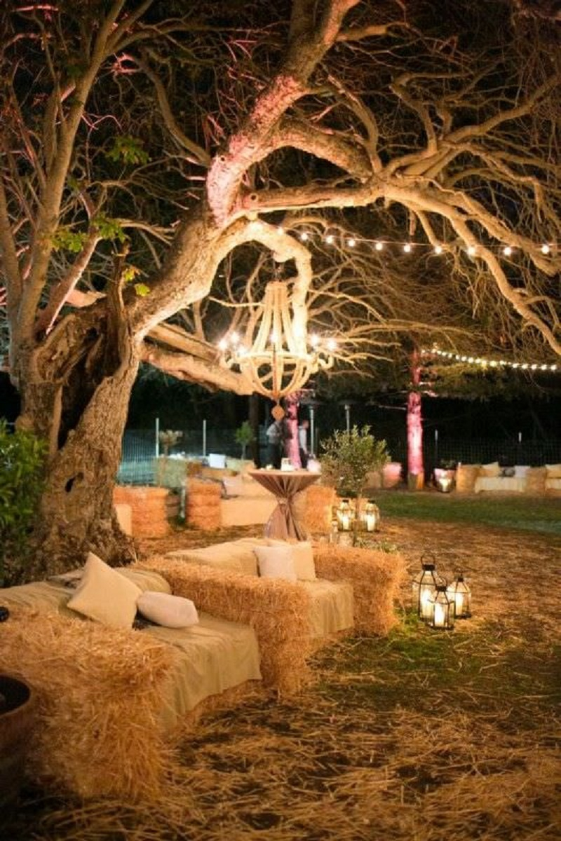 Hay bales for a shabby chic wedding party