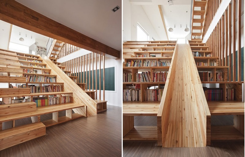 Staircase but also bookcase