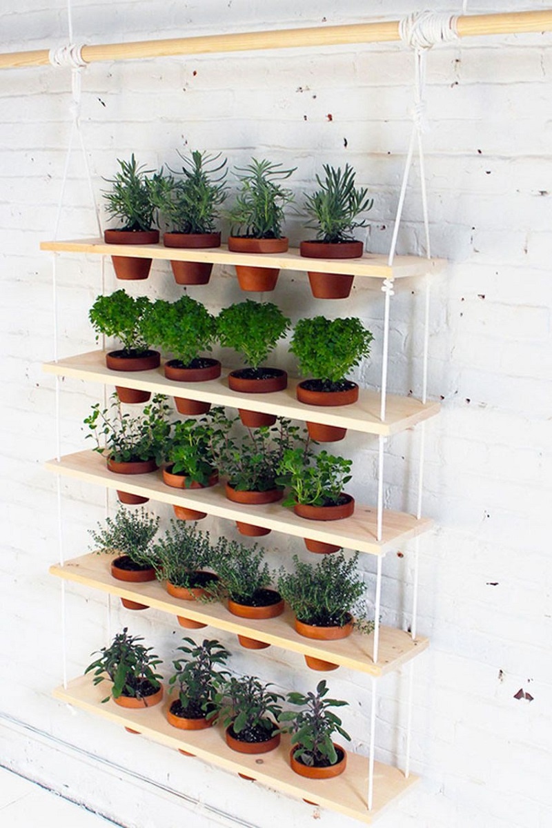 Wooden plants hanging planter