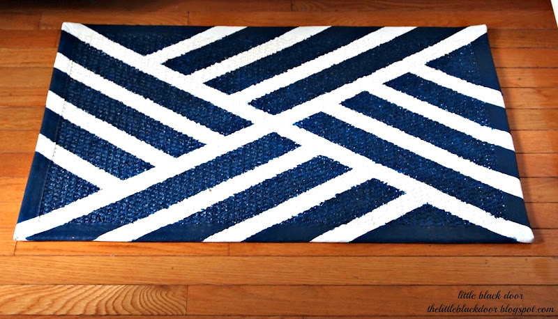 Diy navy and white kitchen rug