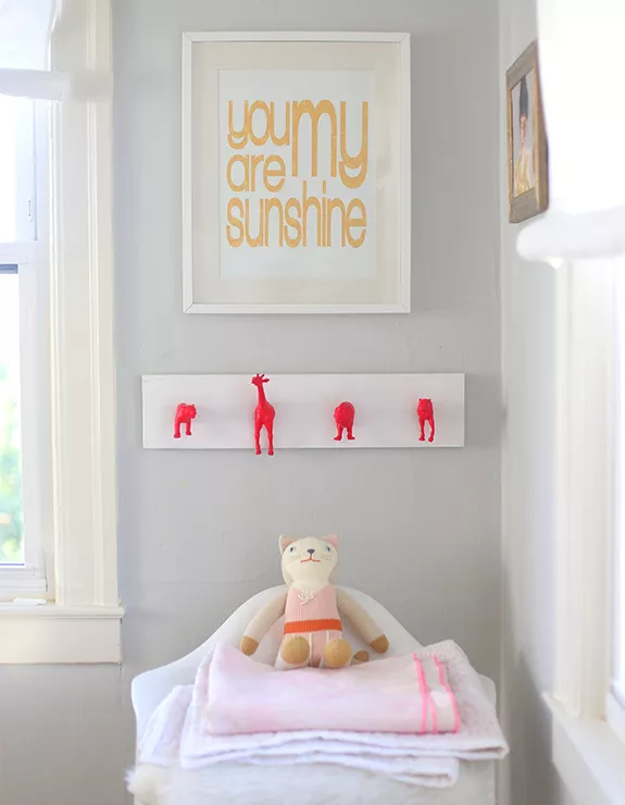Diy neon animal wall hooks