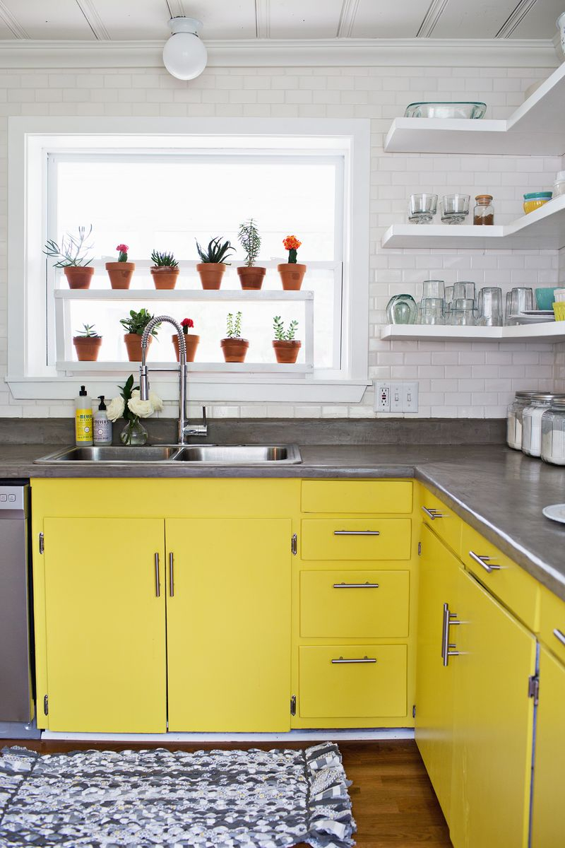 Sunshine-yellow-kitchen-cabinets