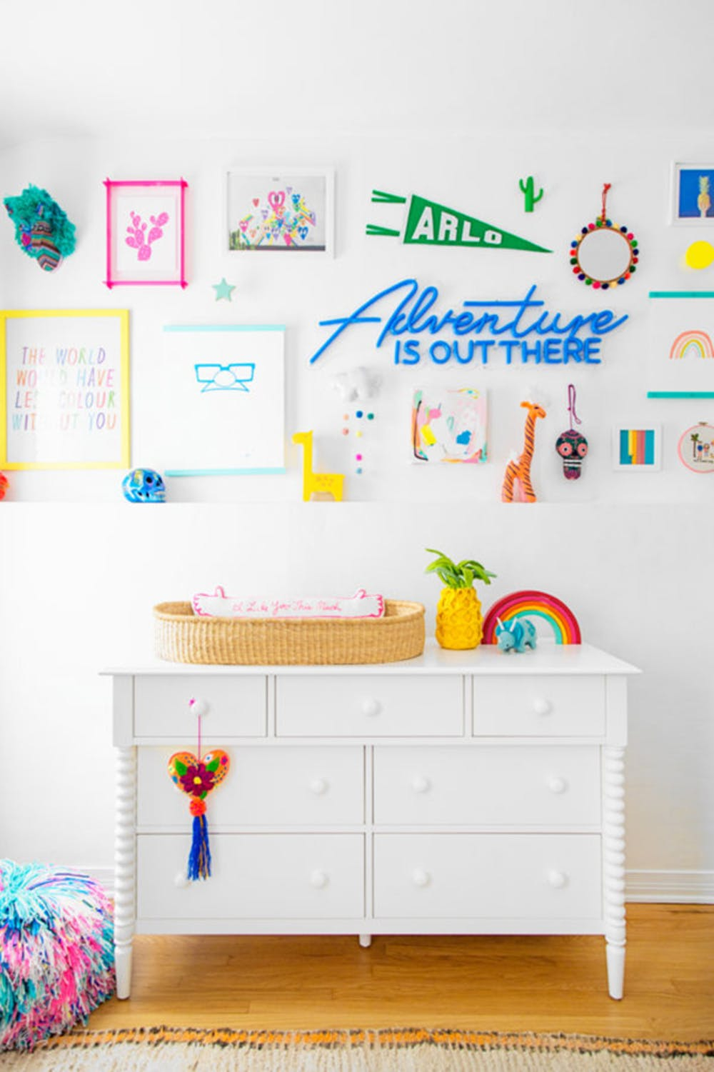 Rainbow-inspired gallery walls