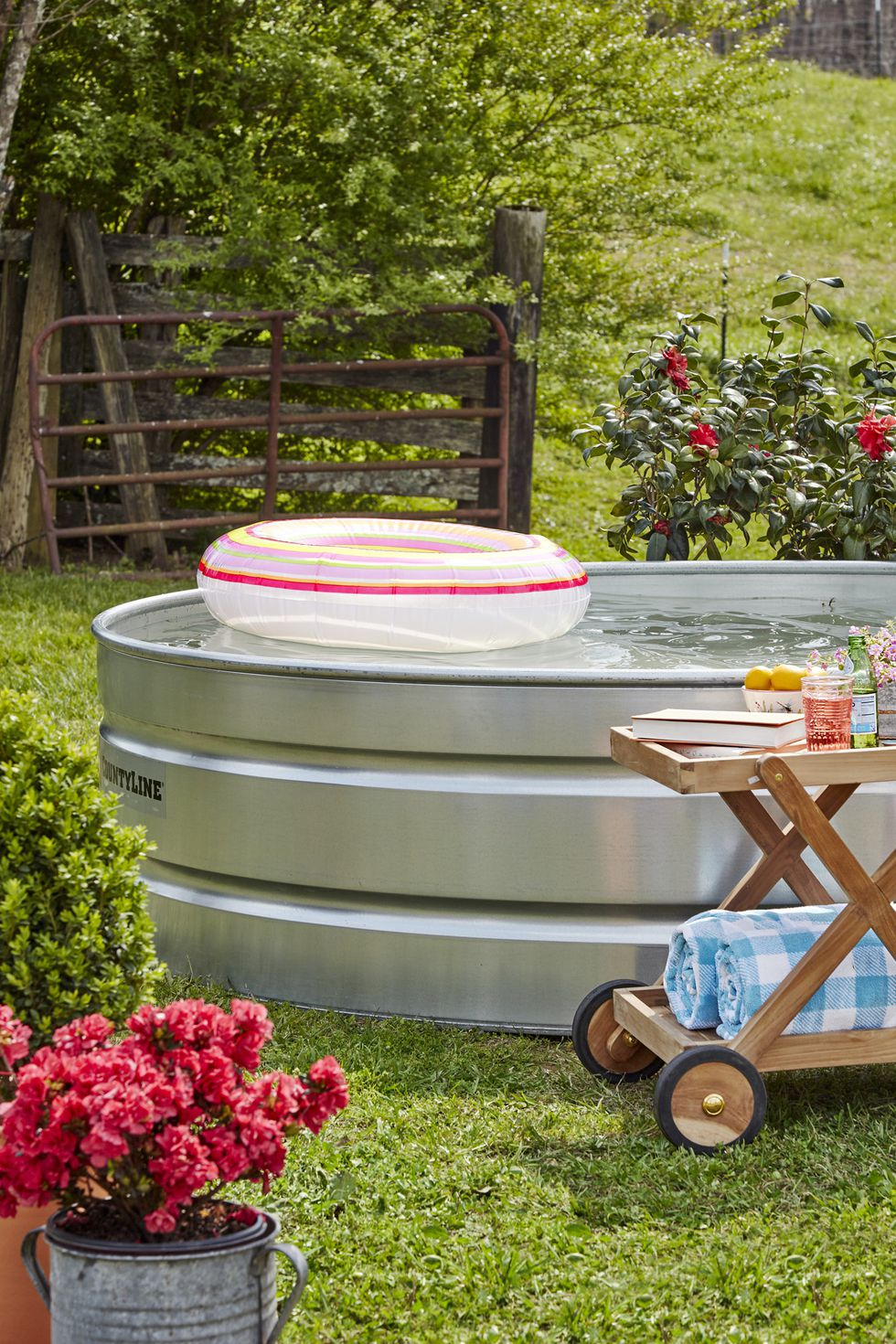 A stock tank as a pool