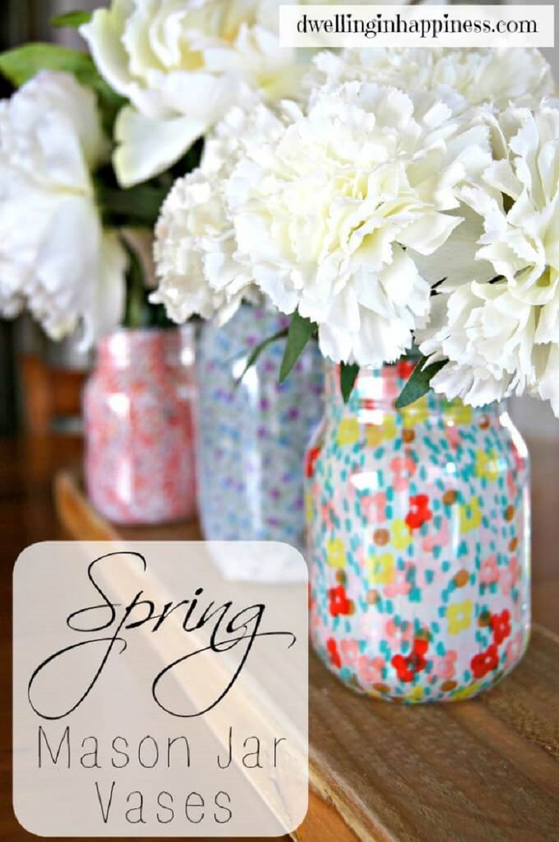 Pretty flower filled mason jars