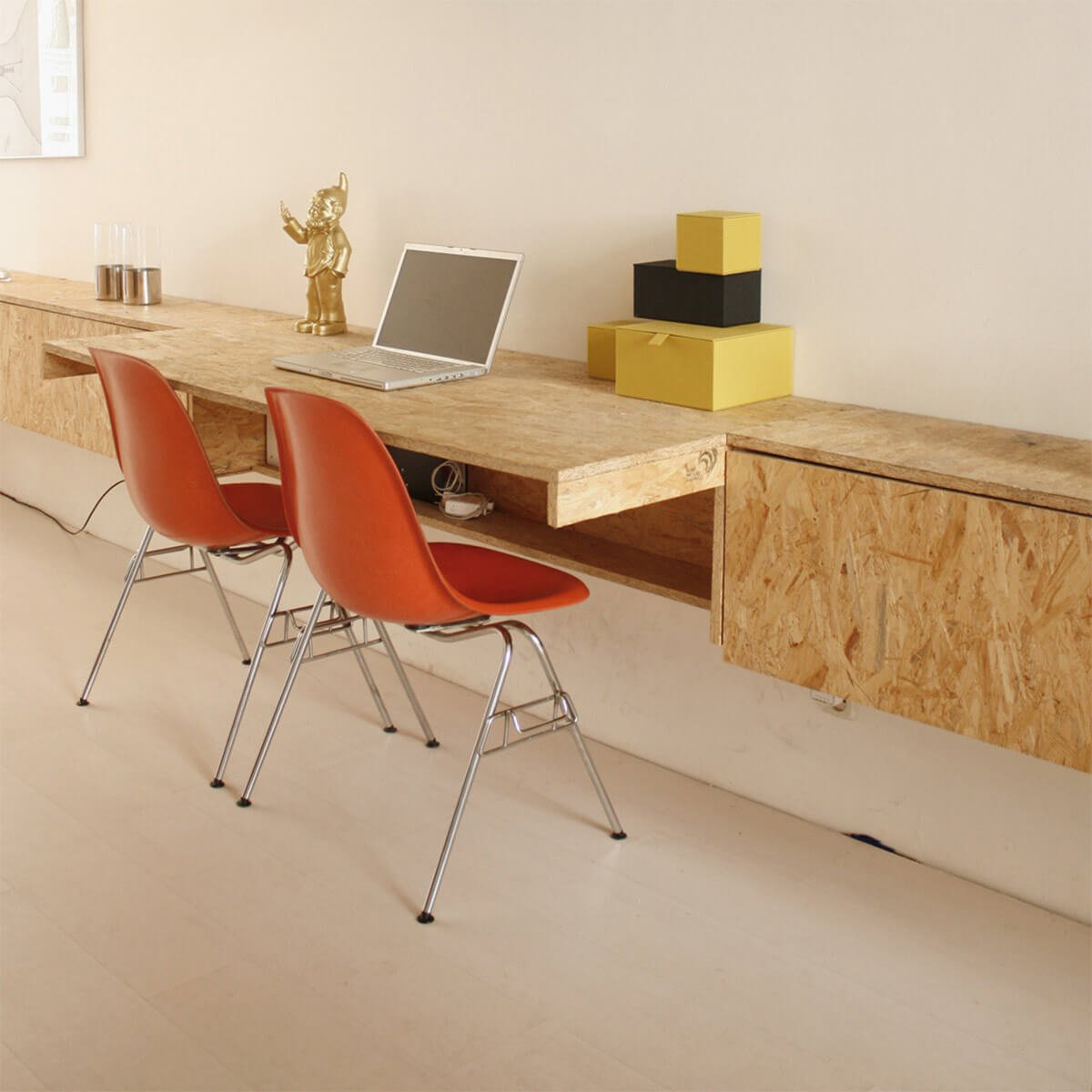 An affordable plywood wooden furniture desk ideas for office