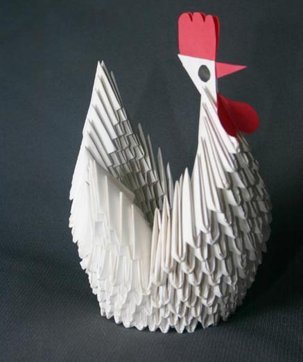 An amazing paper crafts ideas with chicken shape, white color and red comb