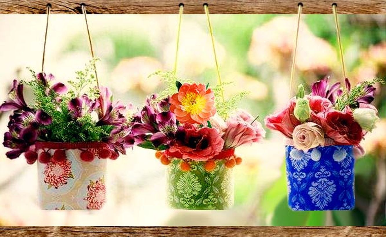 Simple diy plastic bottle hanging vase ideas with square shape, boho color to create more beauty