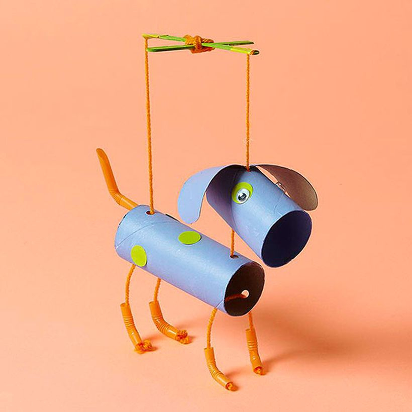 Stunning puppy puppet from unused items crafts to make children happy