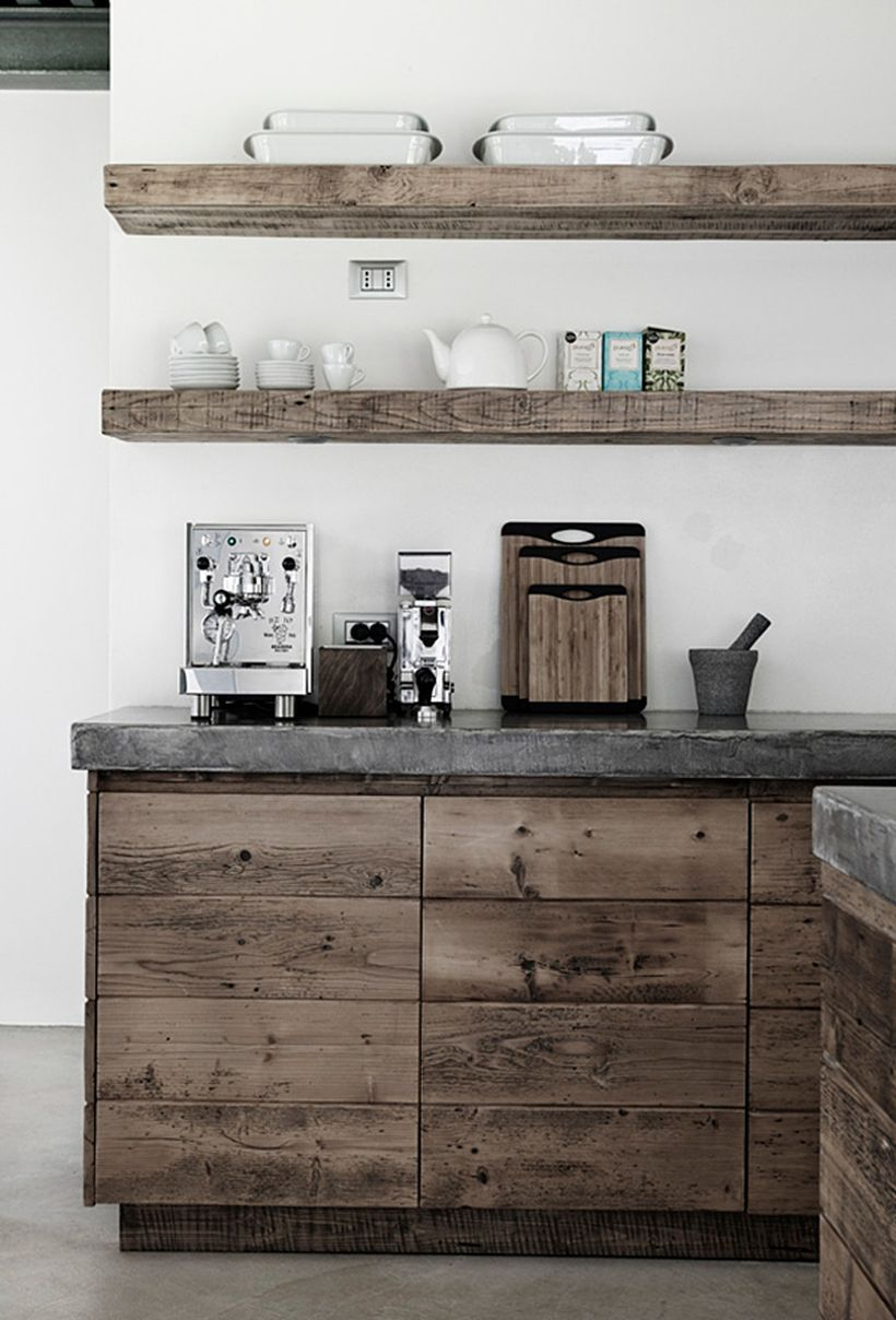 An amazing rustic style open kitchen shelving design for your kitchen