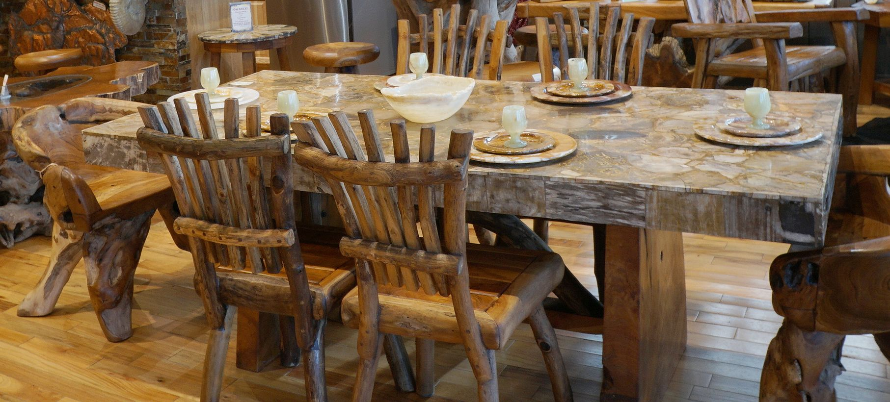 An awesome dining table teak wood furniture with wooden floor and teak wooden chairs