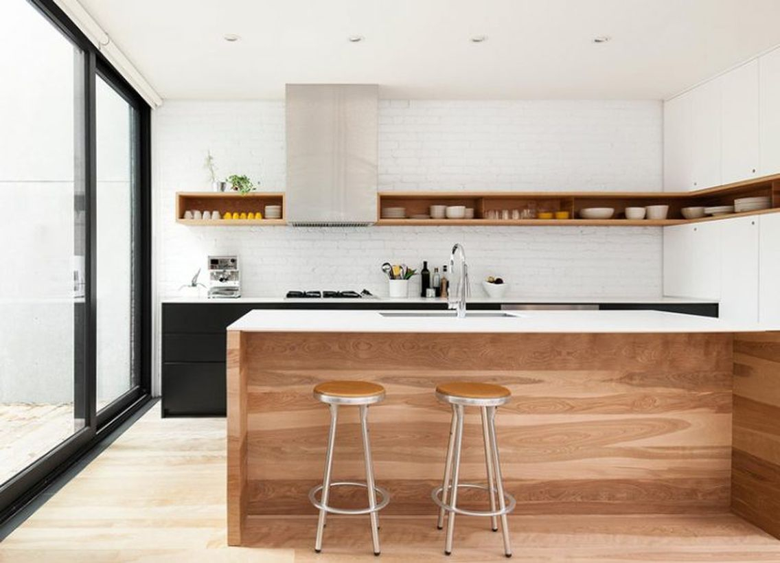 Best stylish hanging rack on the walls that looks well on this minimalist kitchen