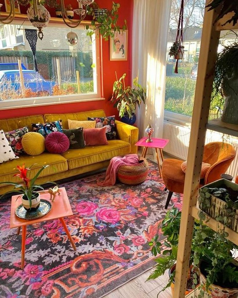 Long yellow sofa