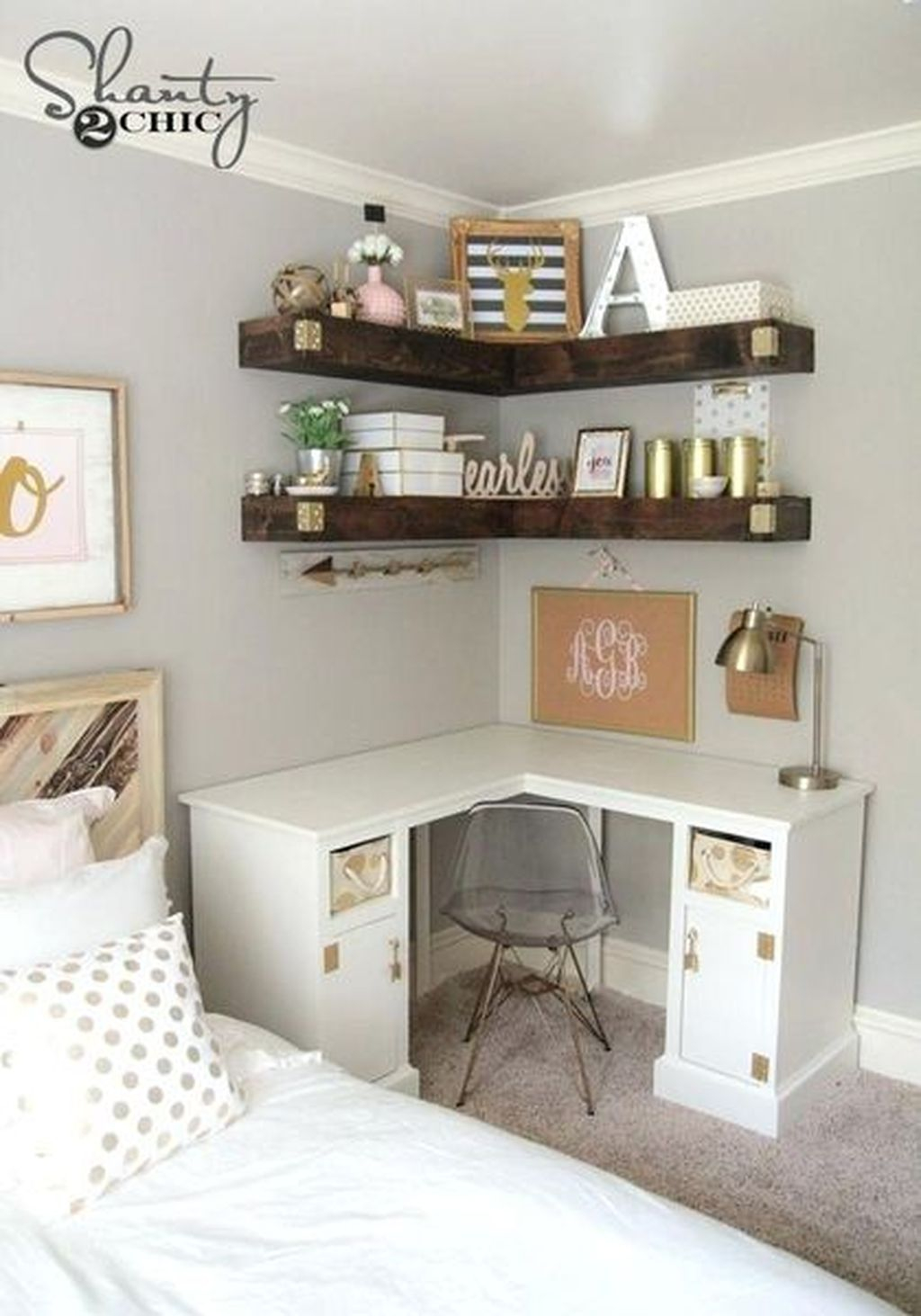 An amazing diy shelves for teen girl bedroom add more storage for your small space with some floating corner shelves