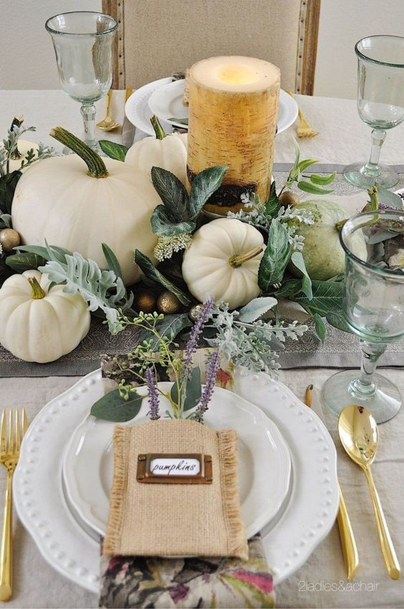 An awesome white pumpkin centerpiece