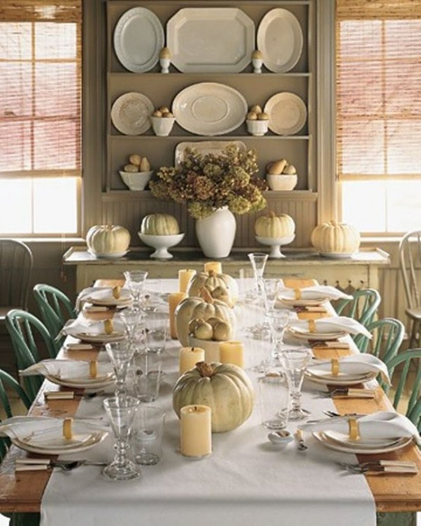 Beautiful white pumpkin and candle decoration