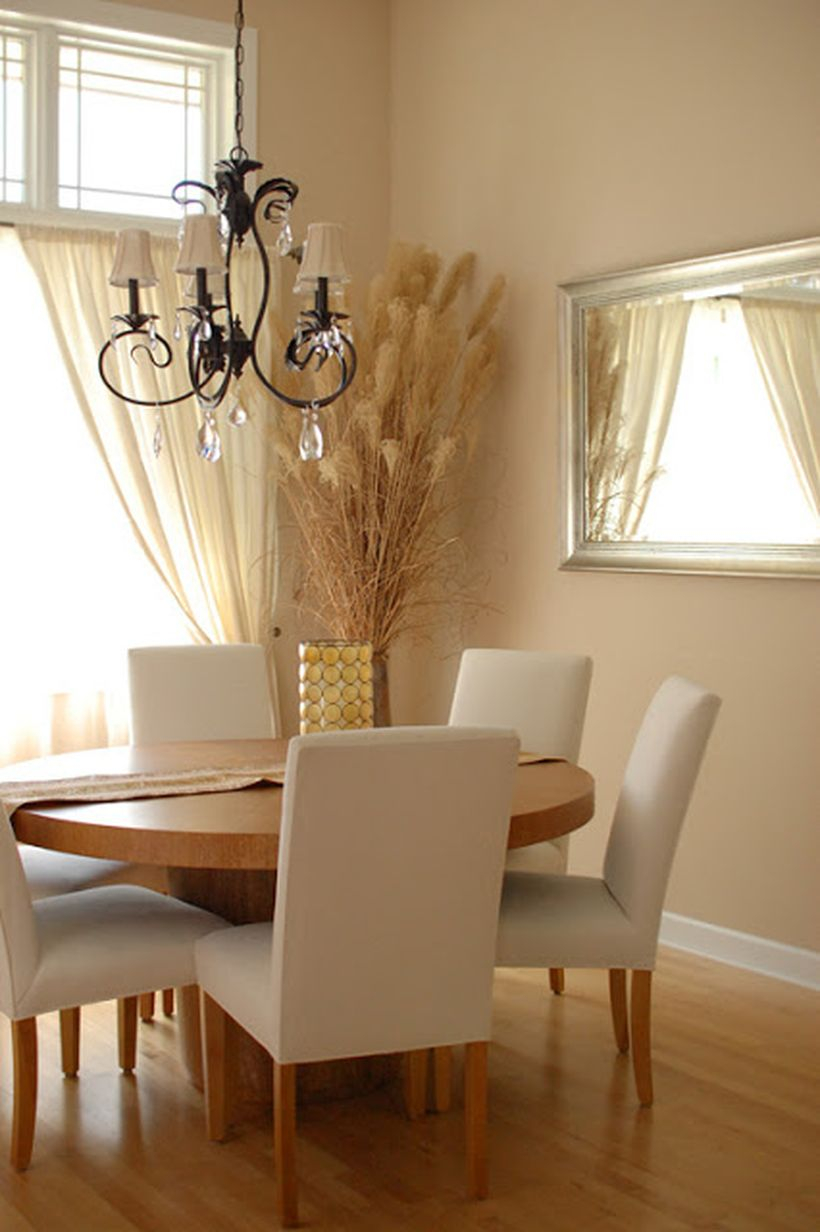 Beige color in the dining room to make more elegant