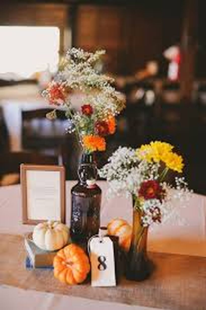 Mini white and orange pumpkin centerpiece